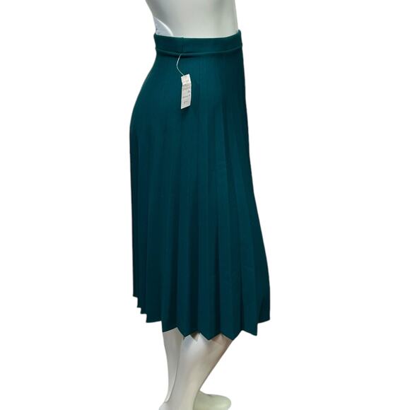 Vintage NWT Random Sportswear Green Pleated Midi Skirt - Size 18 Deadstock 1980s - Picture 5 of 14